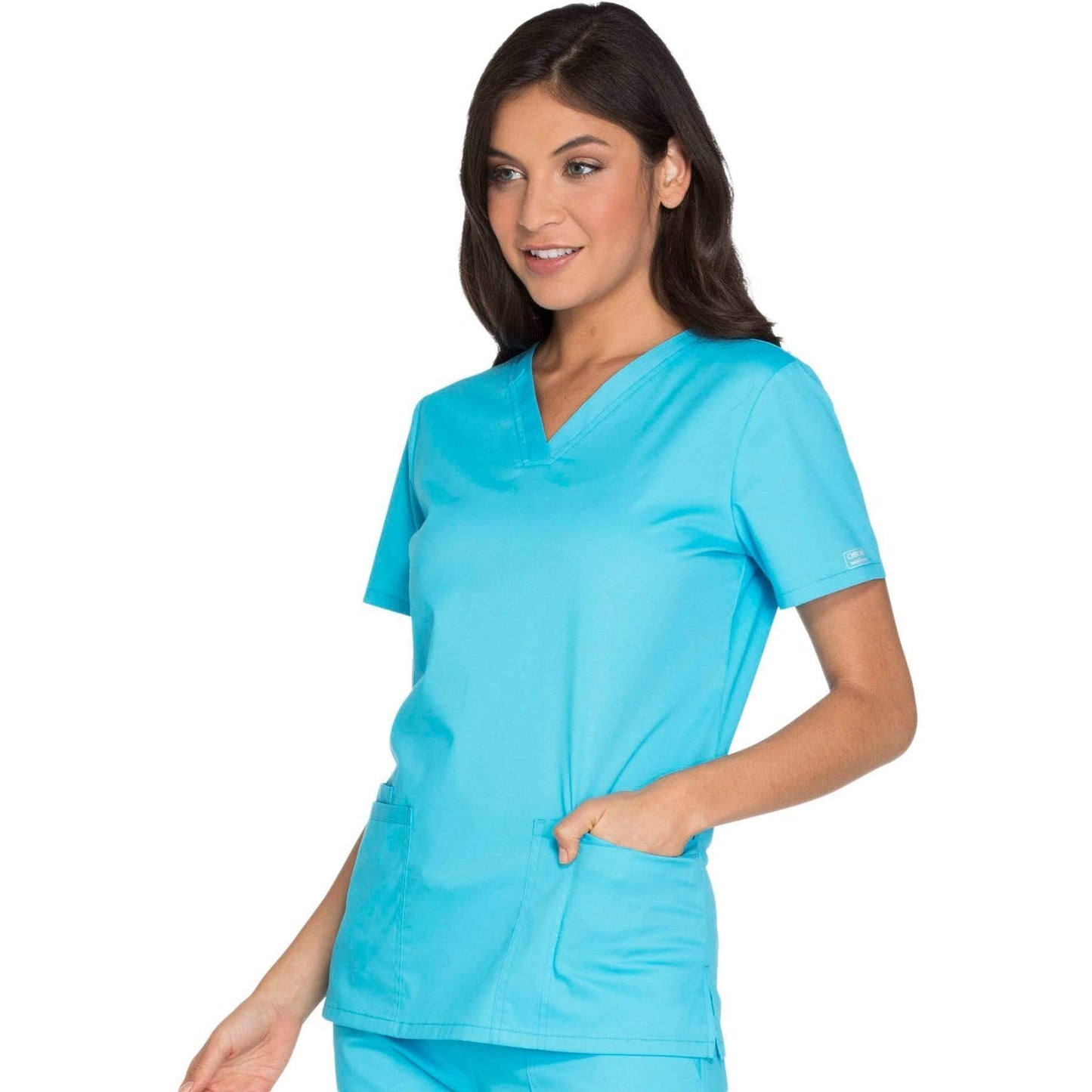 Cherokee Scrubs Top XS Cherokee Core Stretch WW630 Scrubs Top Women's V-Neck Turquoise