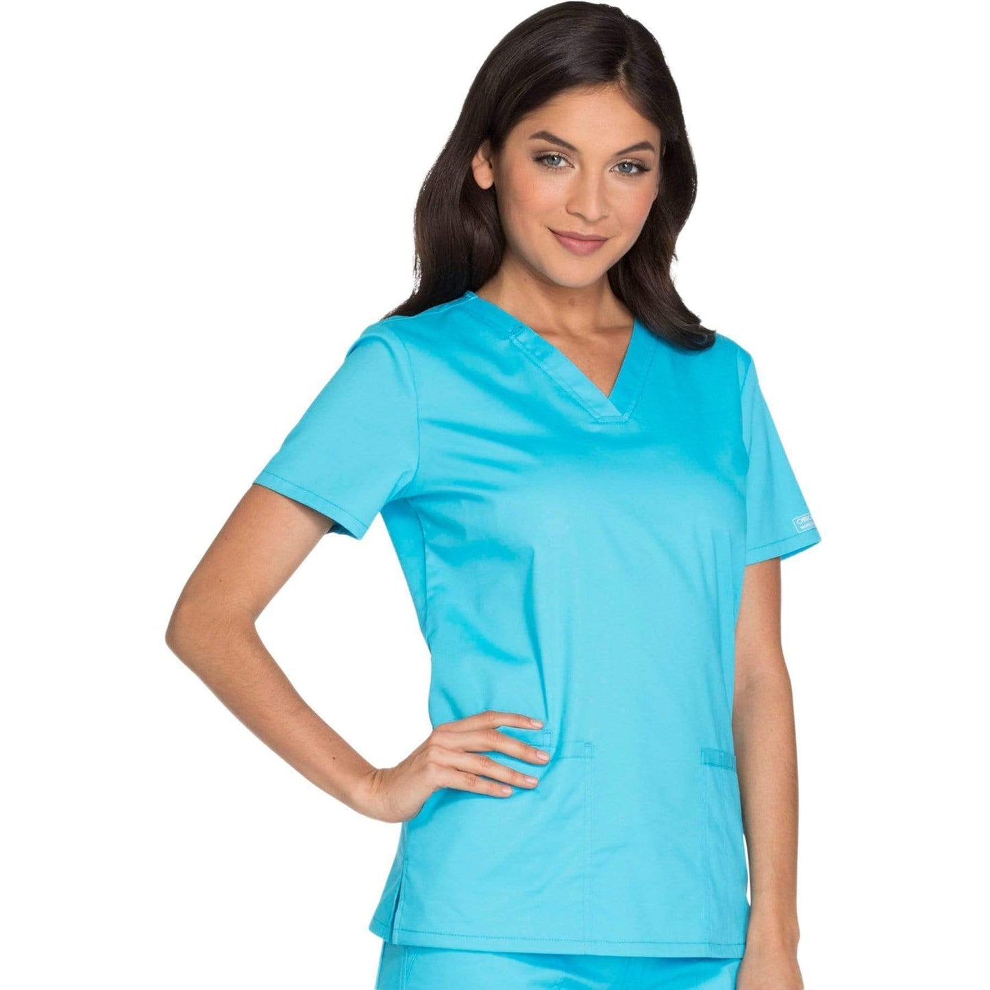 Cherokee Scrubs Top XS Cherokee Core Stretch WW630 Scrubs Top Women's V-Neck Turquoise