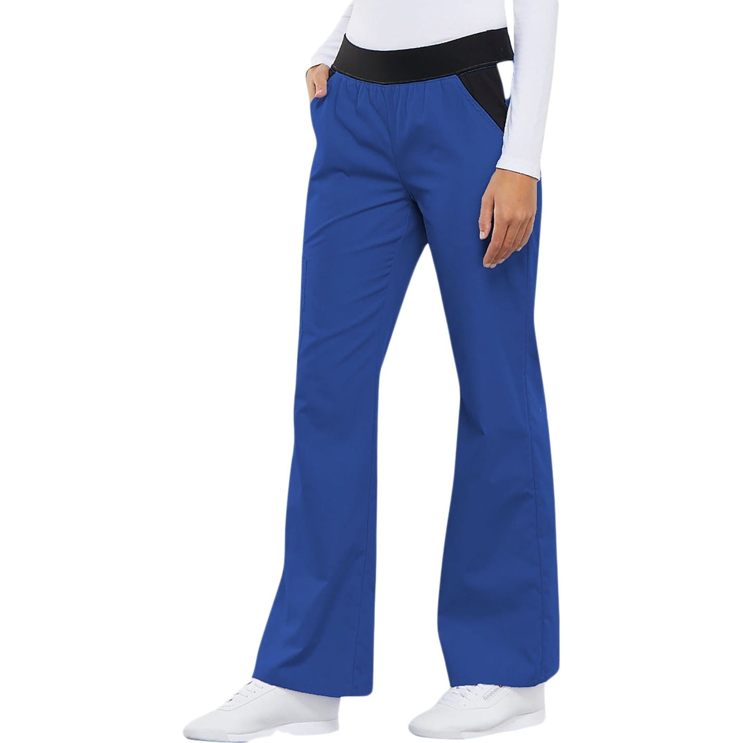 Cherokee Scrubs Pants Cherokee Flexibles 1031 Scrubs Pants Women's Mid Rise Knit Waist Pull-On Royal Blue