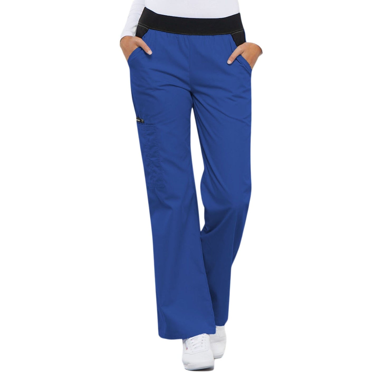 Cherokee Scrubs Pants Cherokee Flexibles 1031 Scrubs Pants Women's Mid Rise Knit Waist Pull-On Royal Blue
