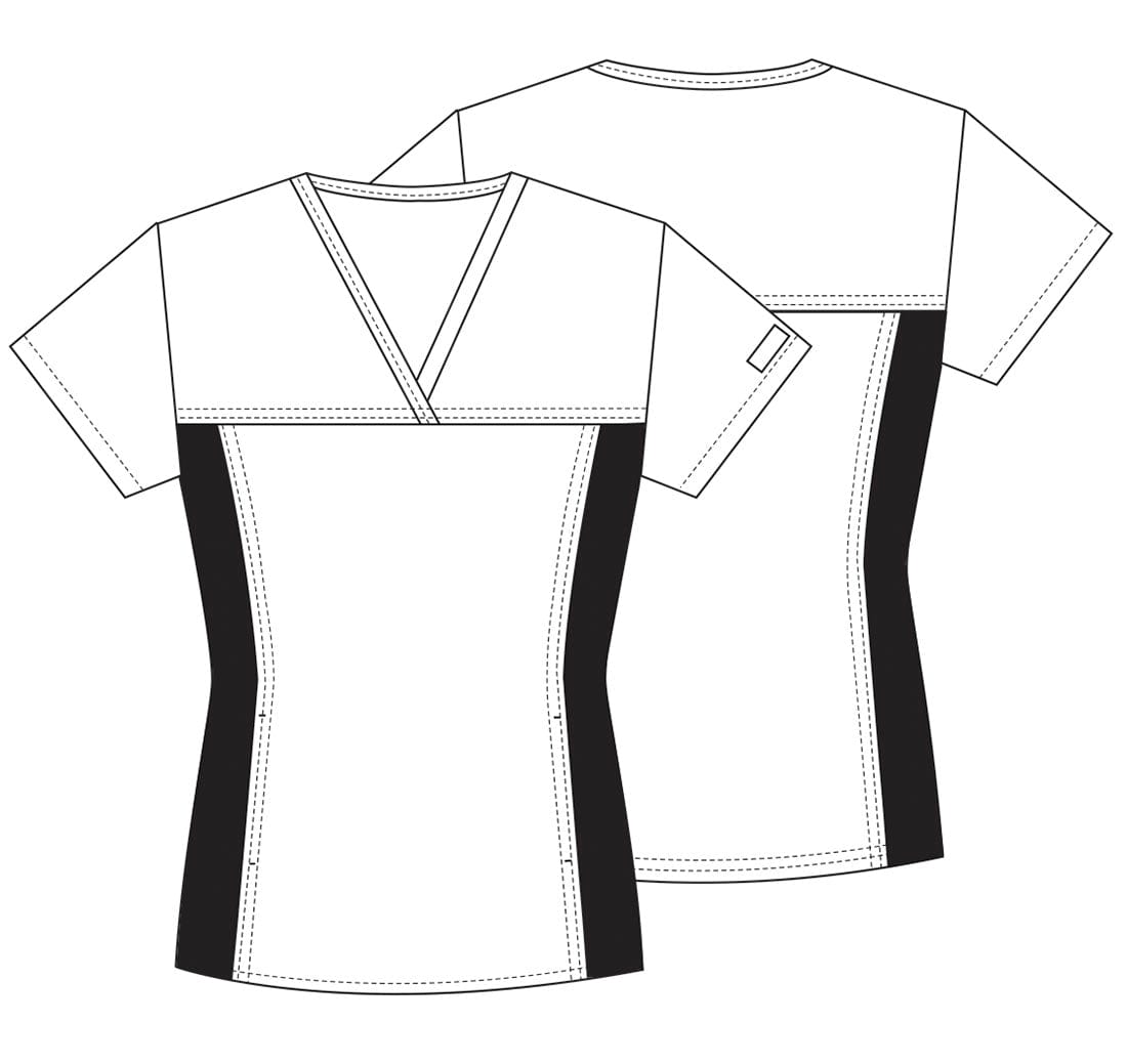 Cherokee Scrubs Top L Cherokee Flexibles 2874 Scrubs Top Womens V-Neck Knit Panel Black