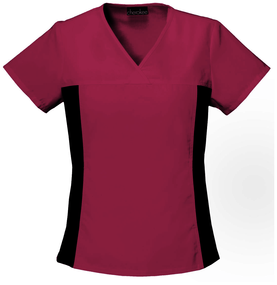 Cherokee Scrubs Top 4XL Cherokee Flexibles 2874 Scrubs Top Womens V-Neck Knit Panel Wine