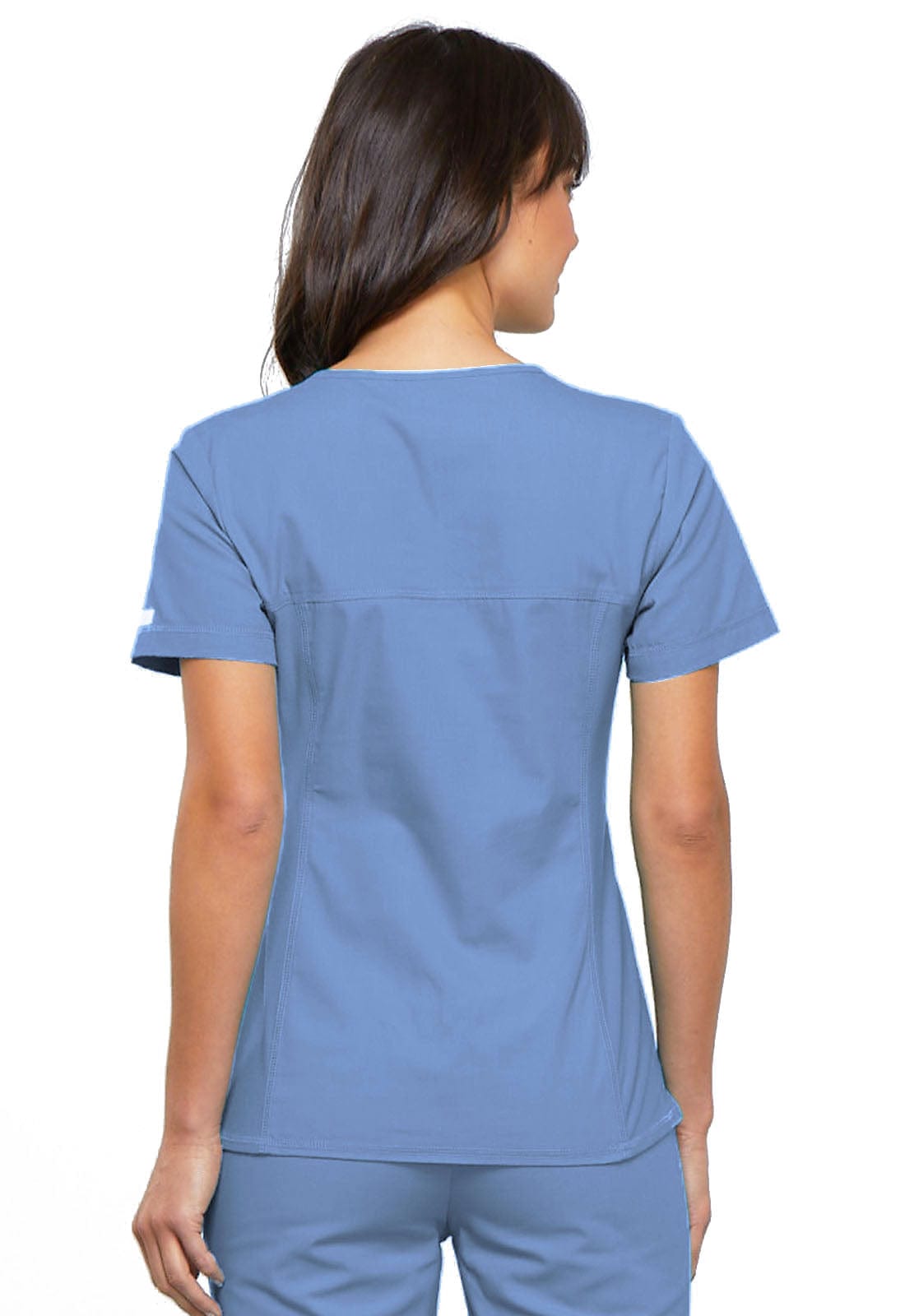 Cherokee Scrubs Top 4XL Cherokee Flexibles 2968 Scrubs Top Womens V-Neck Knit Panel Ciel Blue