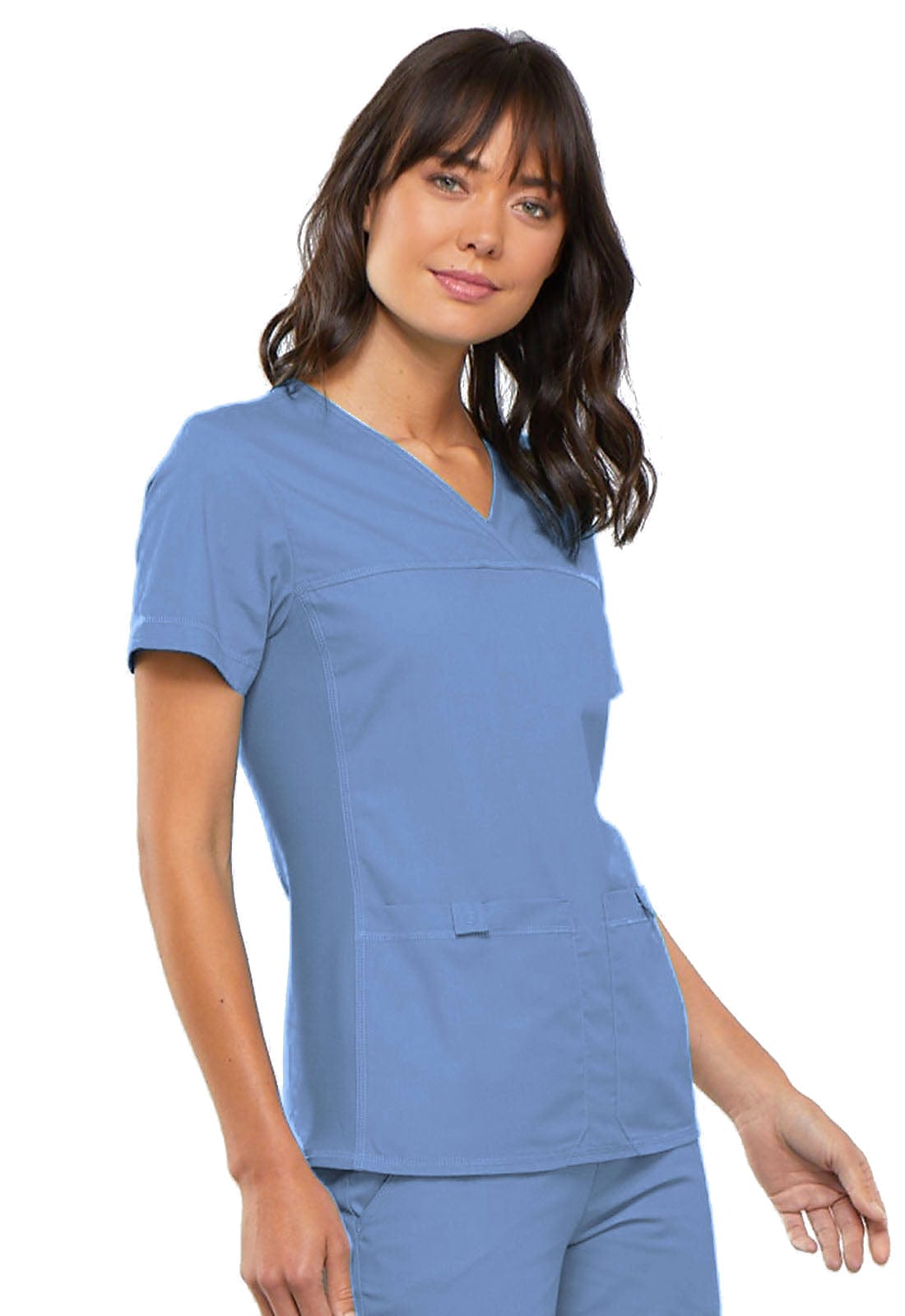 Cherokee Scrubs Top 4XL Cherokee Flexibles 2968 Scrubs Top Womens V-Neck Knit Panel Ciel Blue