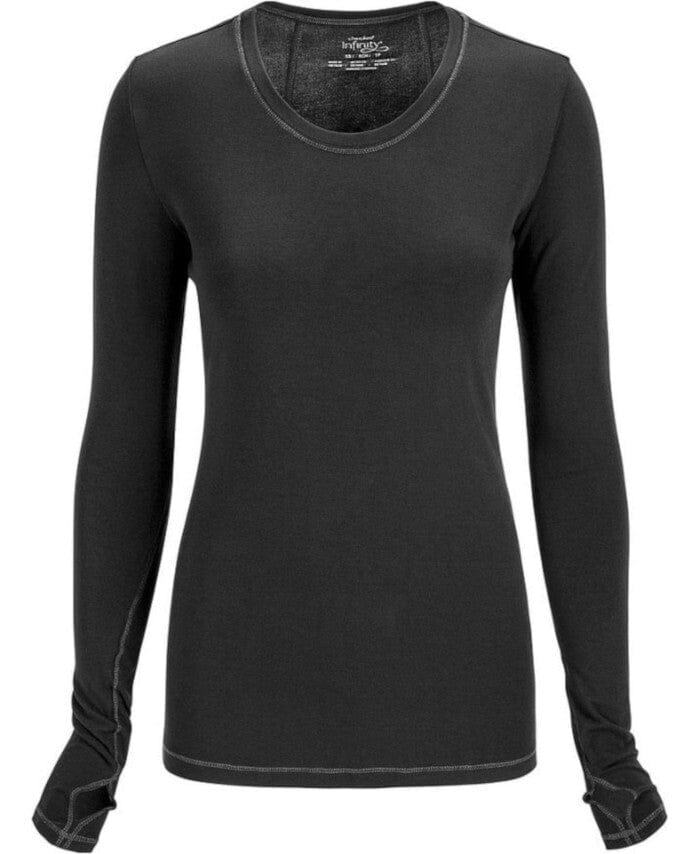 Cherokee Infinity 2626A Underscrubs Women's Long Sleeve Knit Tee Black