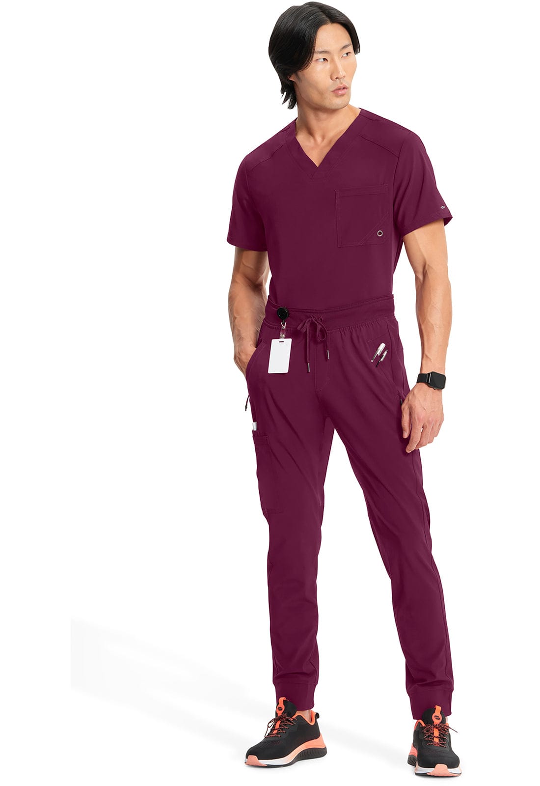 Cherokee Scrubs Pants Cherokee Infinity CK004A Scrubs Jogger Pant Men Wine