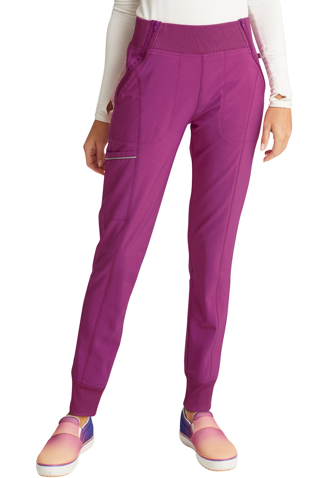 Cherokee Scrubs Pants Cherokee Infinity CK110A Scrubs Jogger Pant Women Orchid Flower