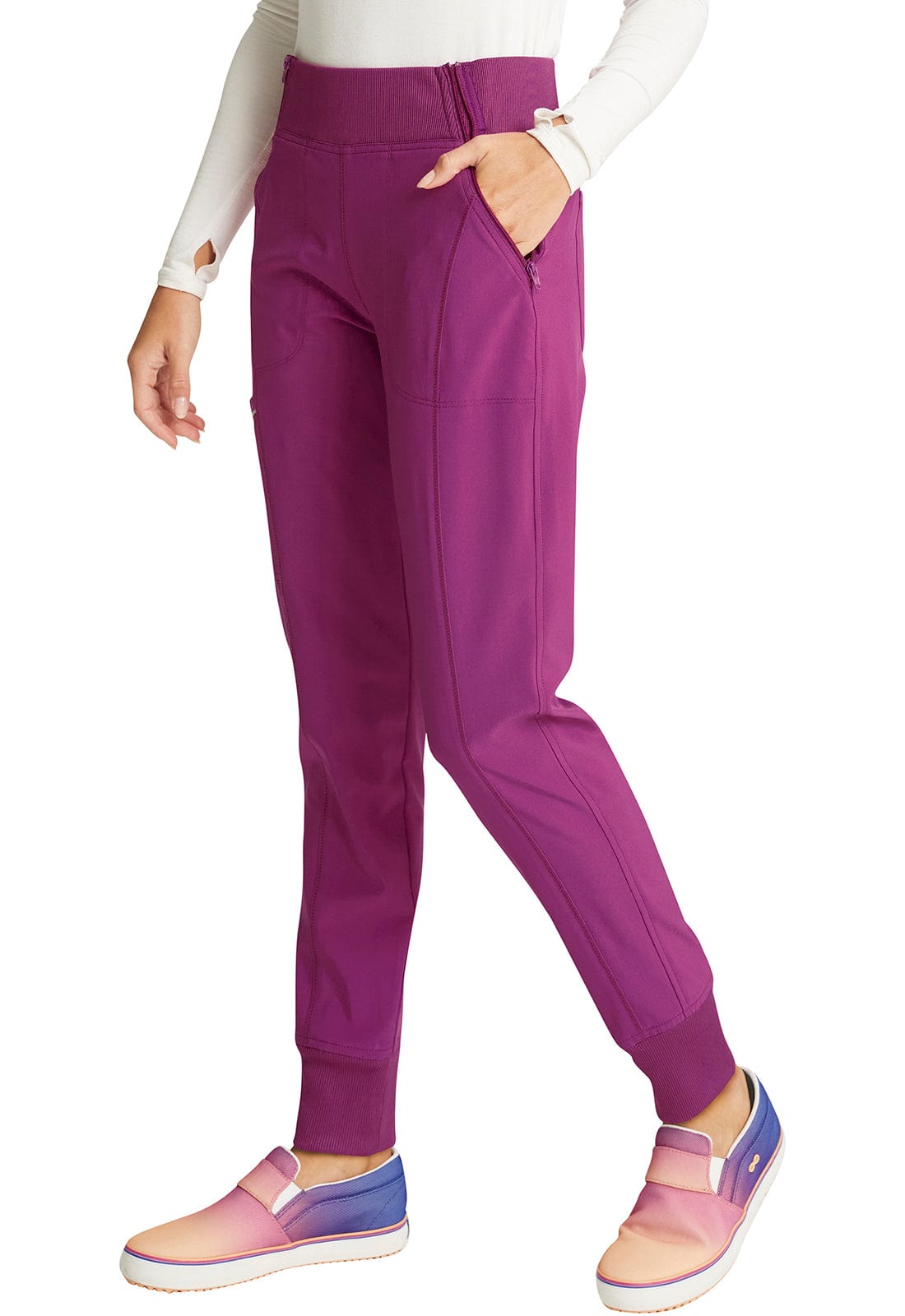 Cherokee Scrubs Pants Cherokee Infinity CK110A Scrubs Jogger Pant Women Orchid Flower