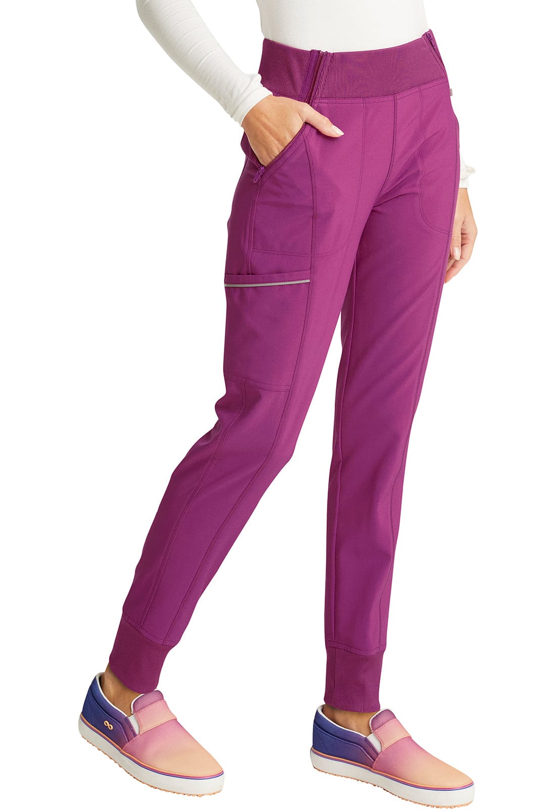 Cherokee Scrubs Pants XS Cherokee Infinity CK110A Scrubs Jogger Pant Women Orchid Flower