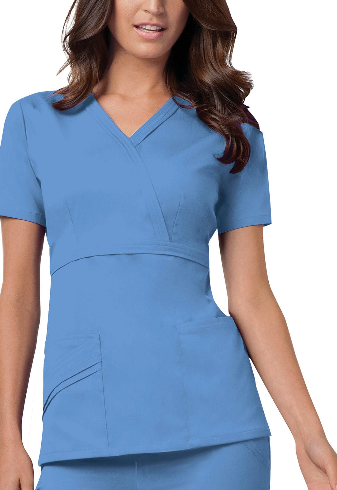 Cherokee Scrubs Top M Cherokee Luxe 1841 Scrubs Top Womens Mock Wrap Ciel Blue