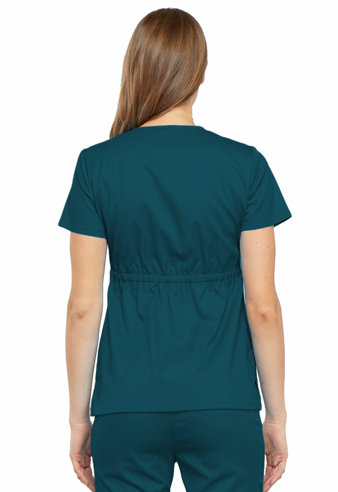 Cherokee Scrubs Top 2XL Cherokee Luxe 21701 Scrubs Top Womens Empire Waist Mock Wrap Caribbean Blue