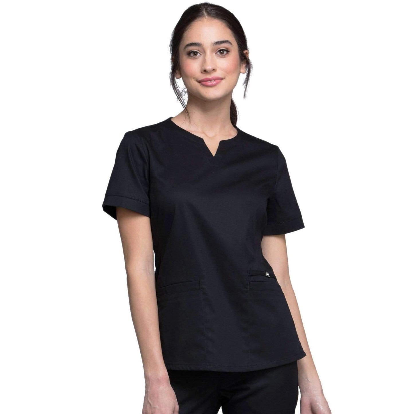 Cherokee Scrubs Top XS Cherokee Luxe CK770 Scrubs Top Women's Notch V-Neck Black