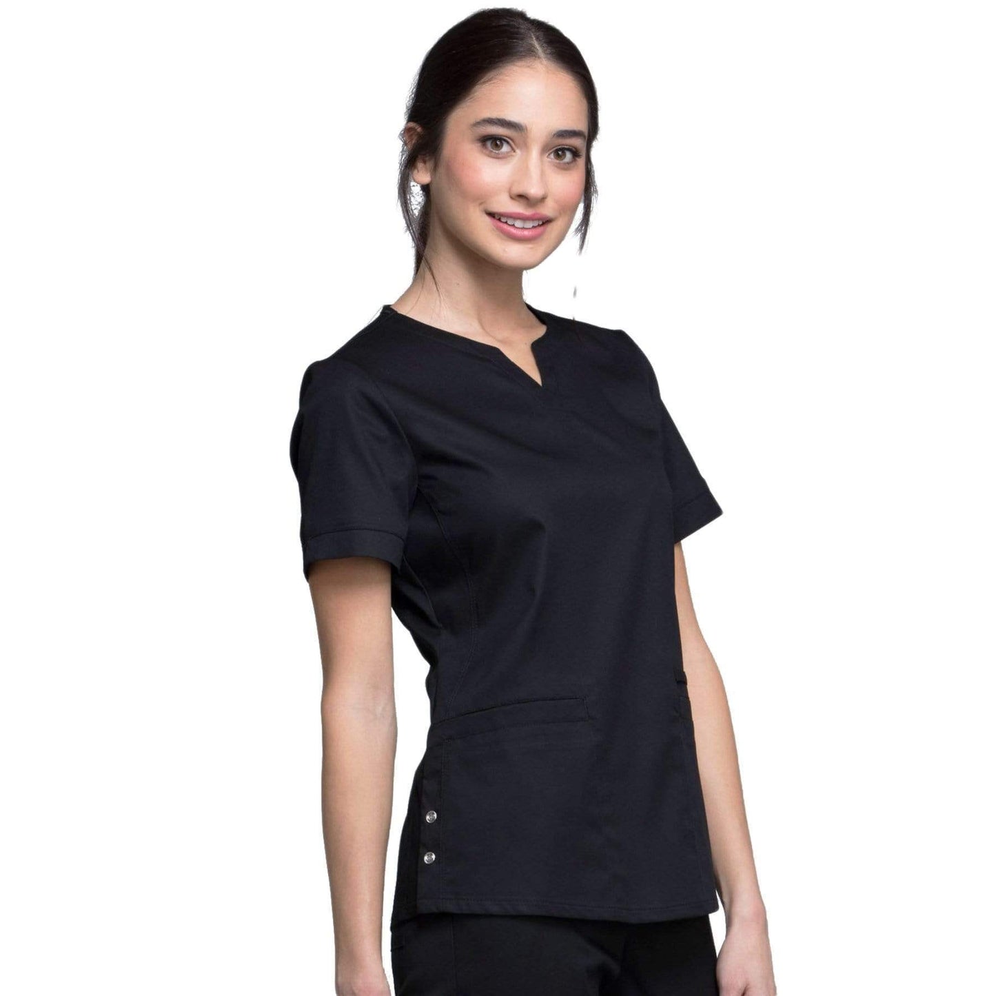 Cherokee Scrubs Top XS Cherokee Luxe CK770 Scrubs Top Women's Notch V-Neck Black