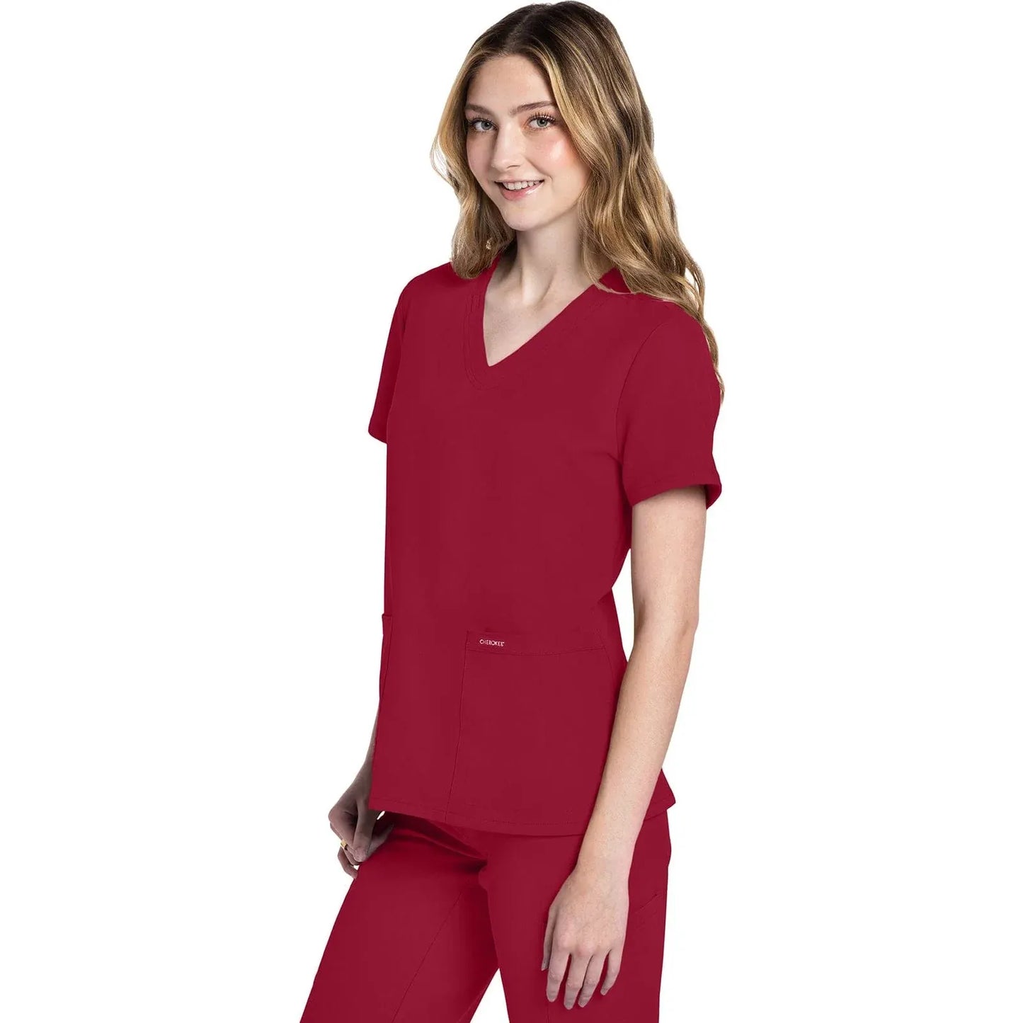 Cherokee Originals Ultra CK953A City V-Neck Scrubs Top Women Red
