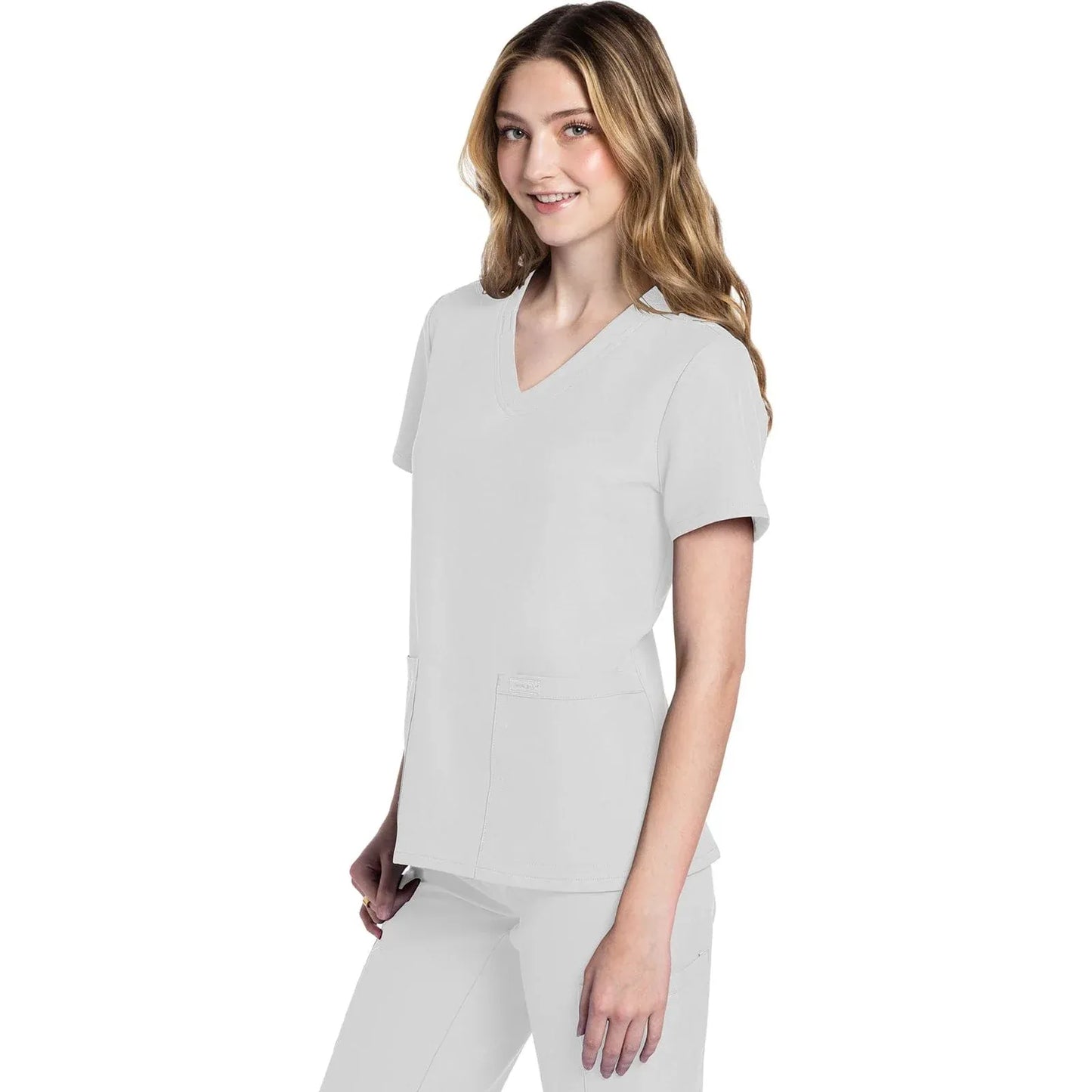 Cherokee Originals Ultra CK953A City V-Neck Scrubs Top Women White