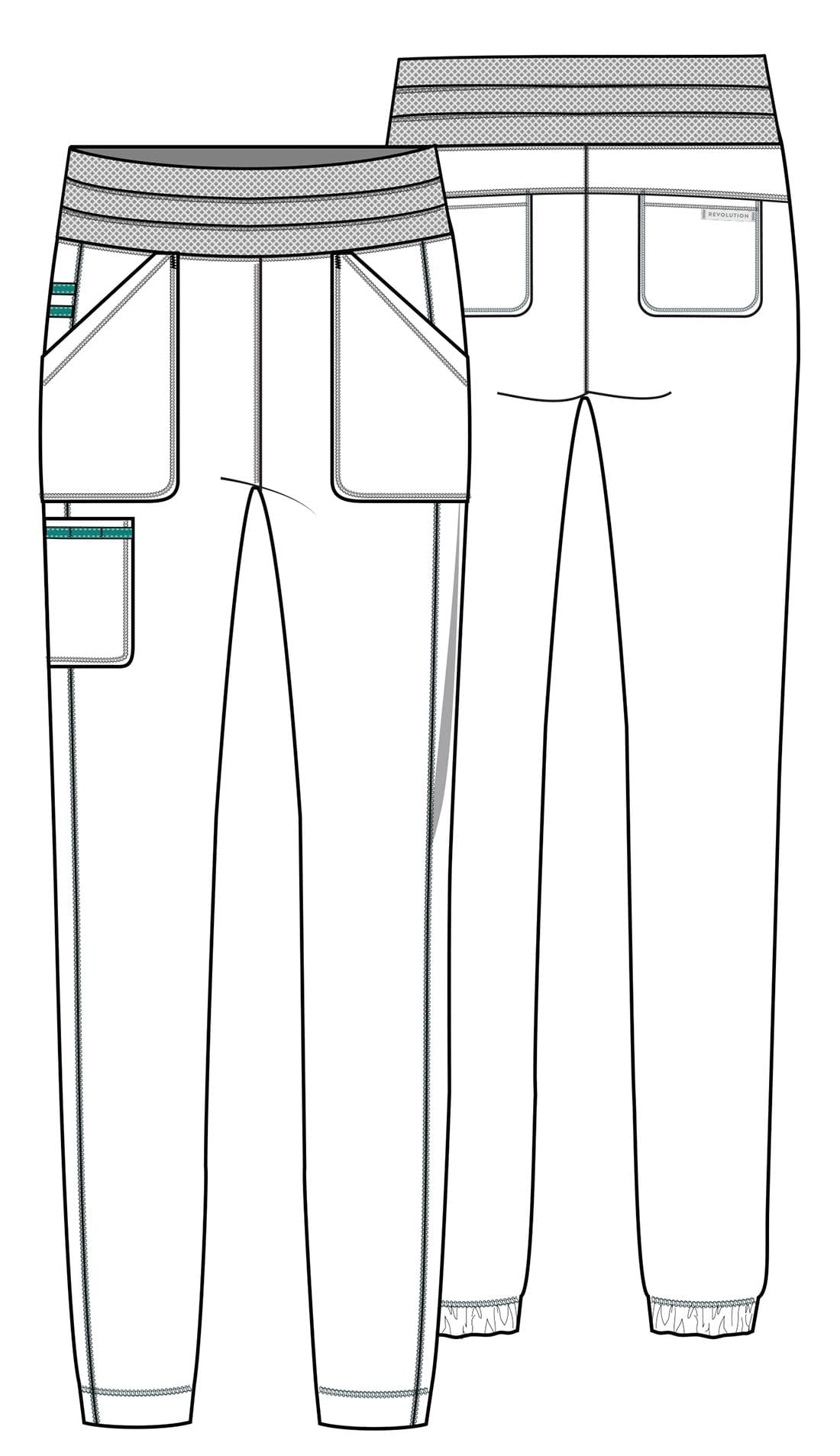 Cherokee Scrubs Pants Cherokee Revolution WW011 Jogger Scrubs Pant Women Teal Blue
