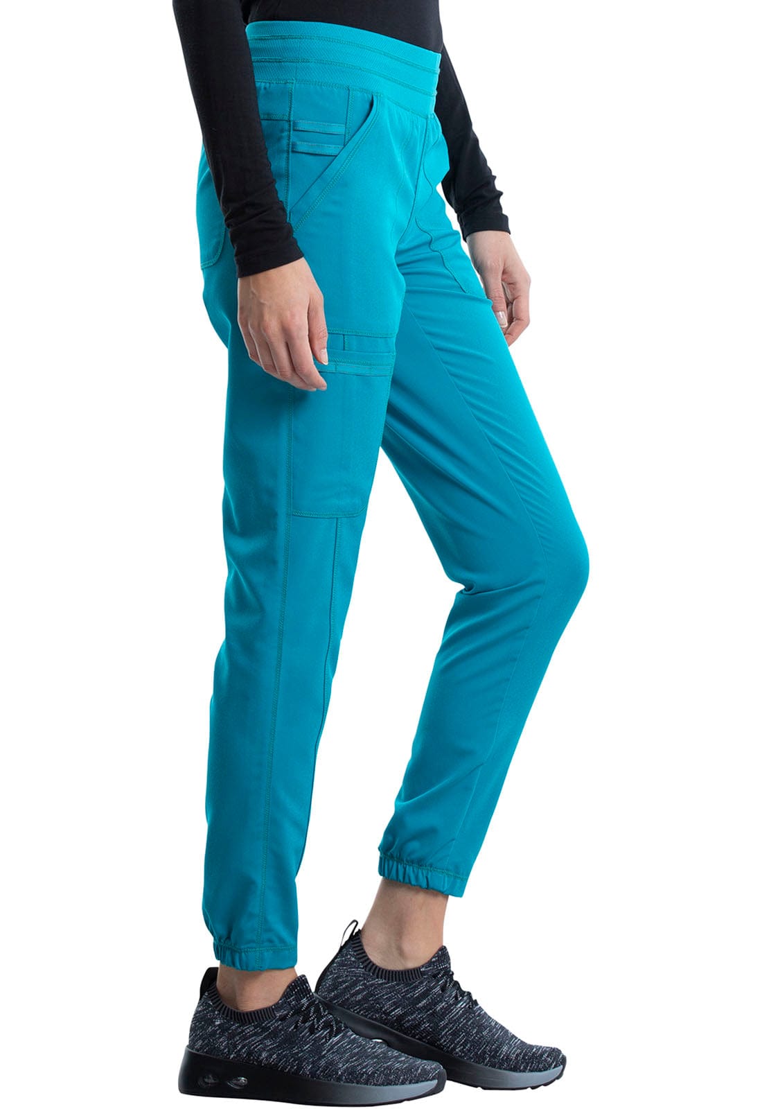 Cherokee Scrubs Pants XXS Cherokee Revolution WW011 Jogger Scrubs Pant Women Teal Blue