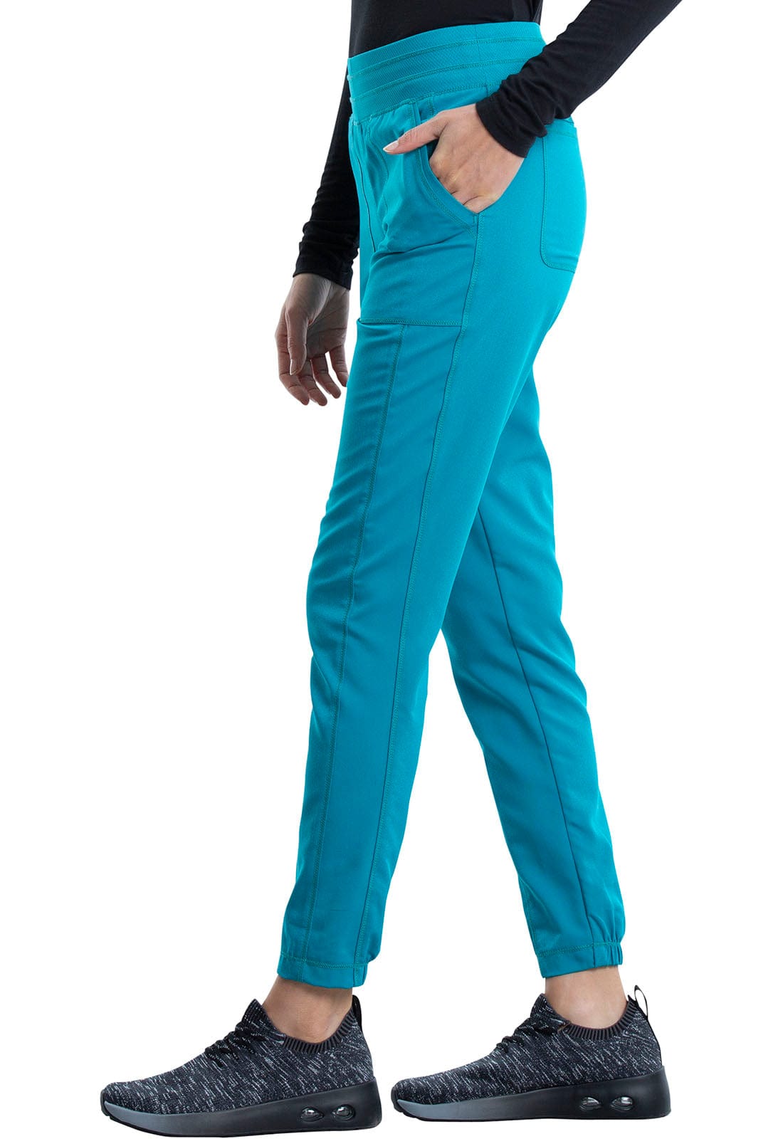 Cherokee Scrubs Pants Cherokee Revolution WW011 Jogger Scrubs Pant Women Teal Blue