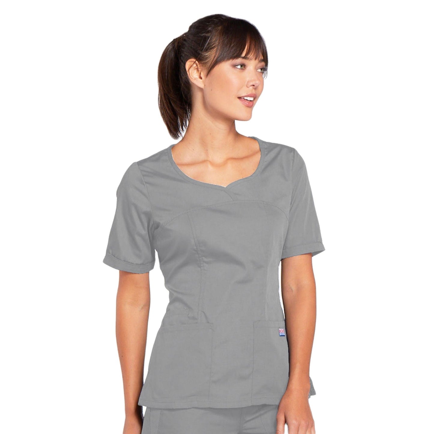 Cherokee Top XXS Cherokee Scrubs Workwear 4746 Top Modern Classic Grey