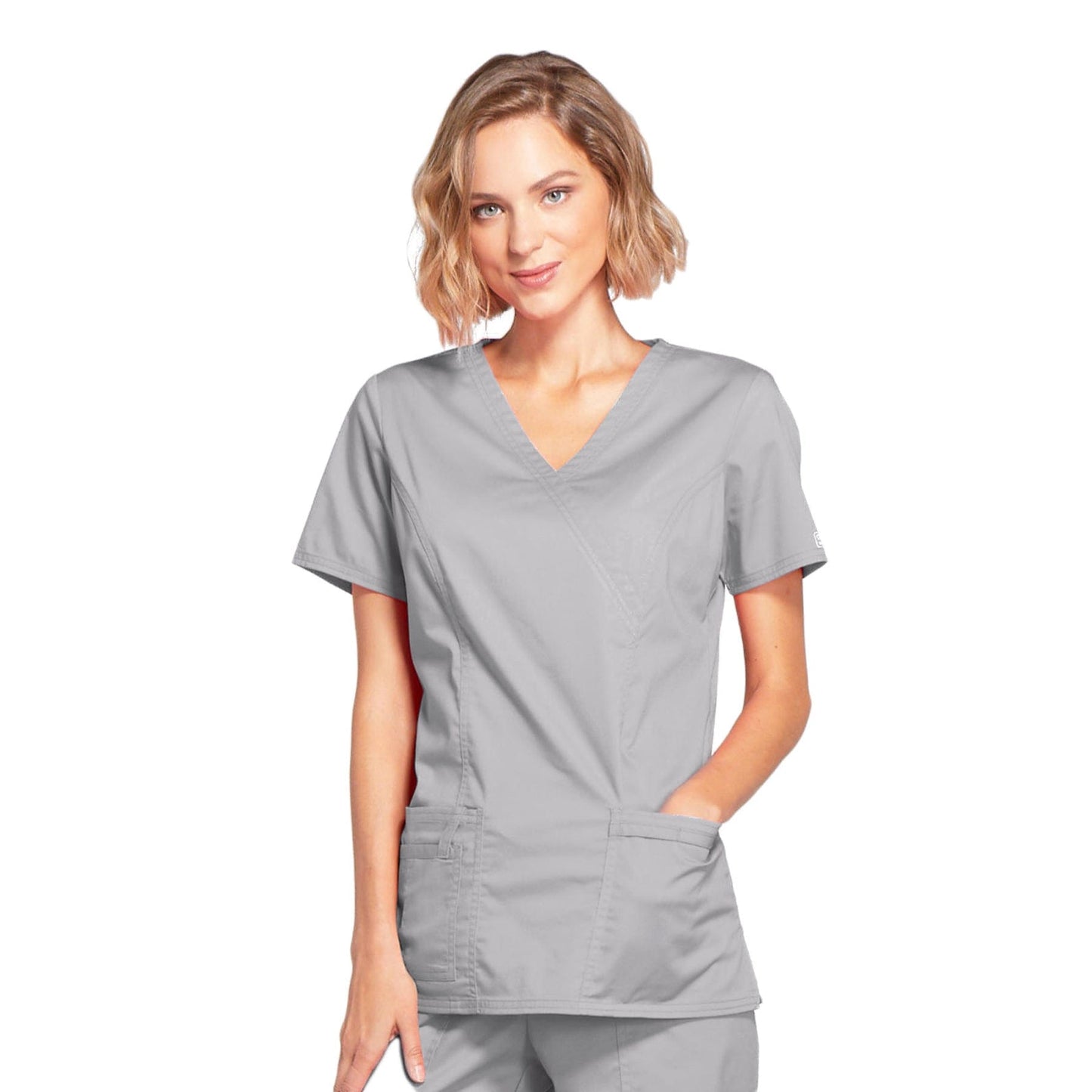 PIM-BUN XXS Cherokee Workwear 4728 Grey - Core Stretch Mock Wrap Top