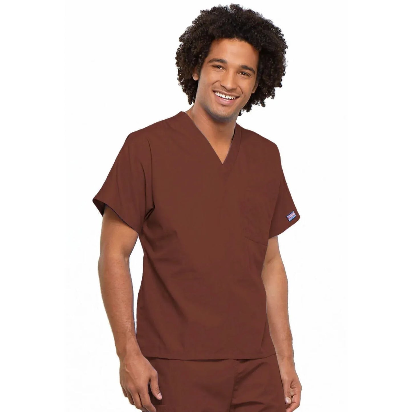 Cherokee Workwear 4777 Scrubs Top Unisex V-Neck Tunic Cholocate