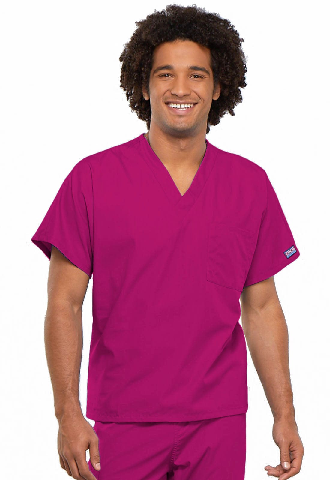 Cherokee Scrubs Top S Cherokee Workwear 4777 Scrubs Top Unisex V-Neck Tunic Raspberry