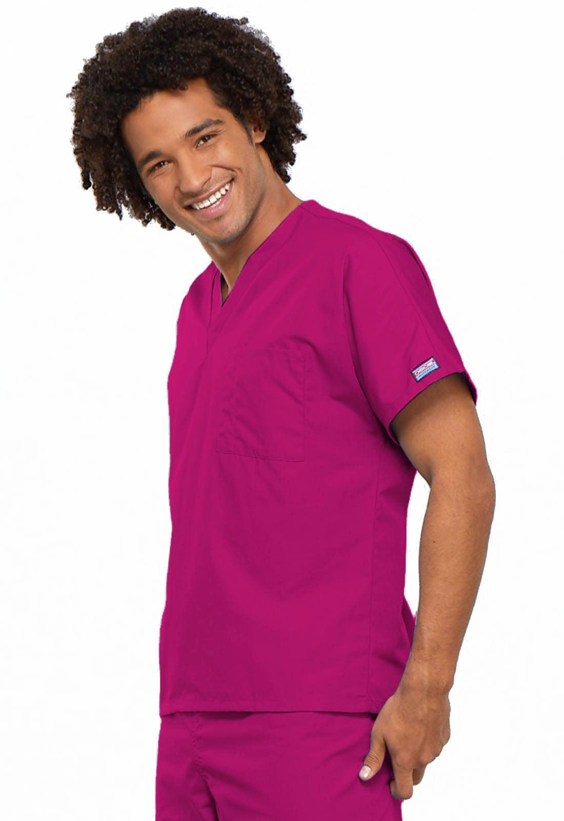 Cherokee Scrubs Top S Cherokee Workwear 4777 Scrubs Top Unisex V-Neck Tunic Raspberry
