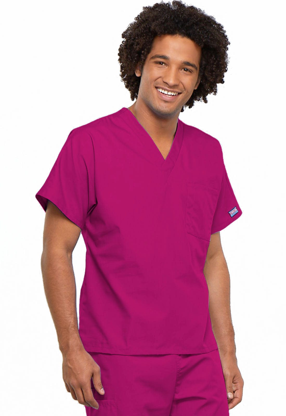 Cherokee Scrubs Top S Cherokee Workwear 4777 Scrubs Top Unisex V-Neck Tunic Raspberry