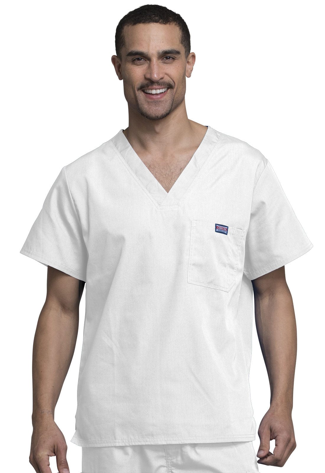 Cherokee Scrubs Top S Cherokee Workwear 4789 Scrubs Top Mens V-Neck White