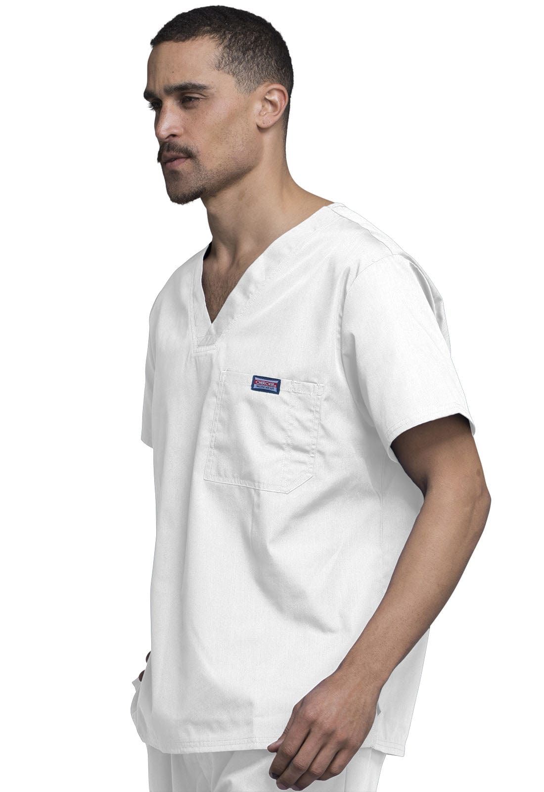 Cherokee Scrubs Top S Cherokee Workwear 4789 Scrubs Top Mens V-Neck White