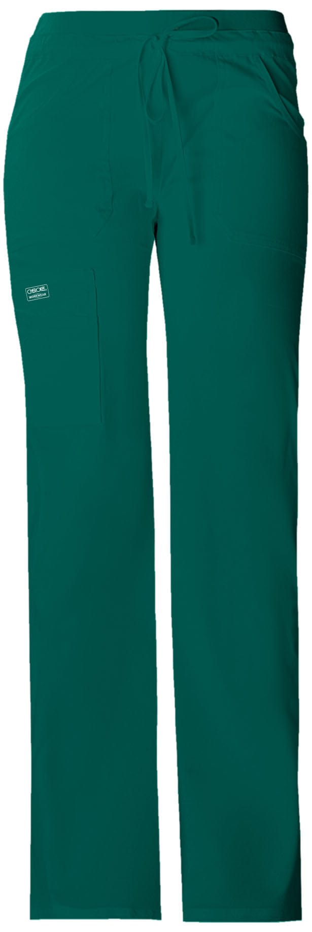 Cherokee Scrubs Pants XXS / Standard Length Cherokee Workwear Core Stretch 24001 Scrubs Pants Womens Low Rise Drawstring Cargo Hunter Green