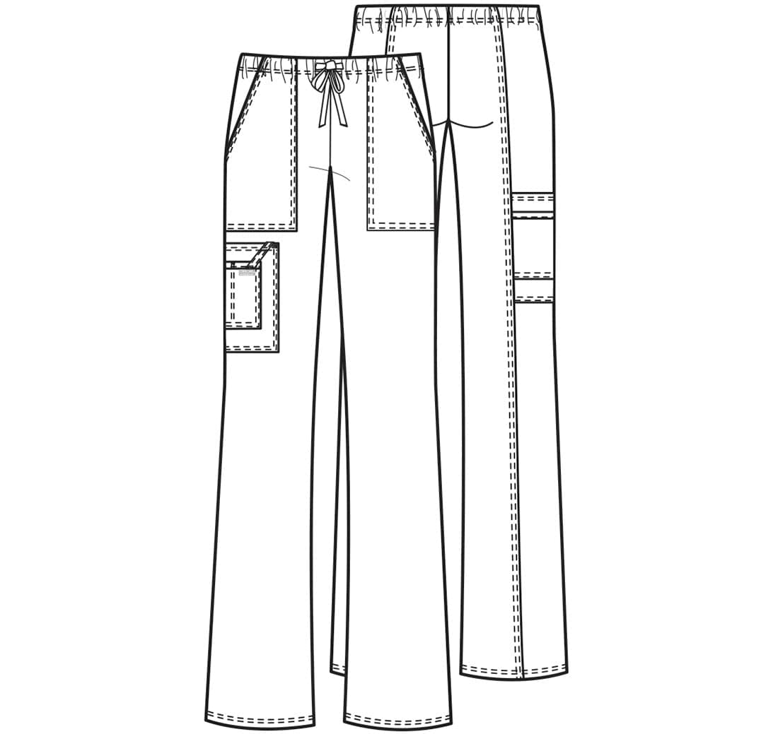 Cherokee Scrubs Pants Cherokee Workwear Core Stretch 4044 Scrubs Pants Womens Mid Rise Drawstring Cargo Grey
