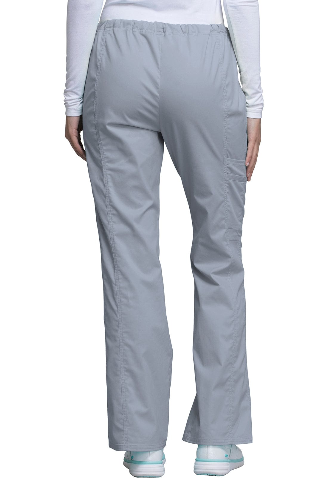 Cherokee Scrubs Pants Cherokee Workwear Core Stretch 4044 Scrubs Pants Womens Mid Rise Drawstring Cargo Grey