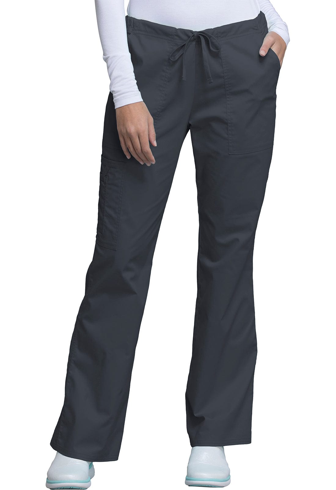 Cherokee Scrubs Pants 2XL / Regular Cherokee Workwear Core Stretch 4044 Scrubs Pants Womens Mid Rise Drawstring Cargo Pewter