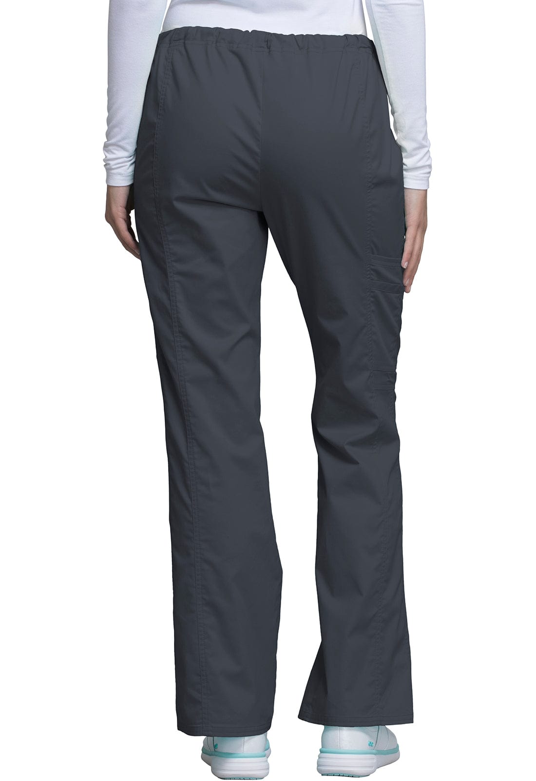 Cherokee Scrubs Pants Cherokee Workwear Core Stretch 4044 Scrubs Pants Womens Mid Rise Drawstring Cargo Pewter