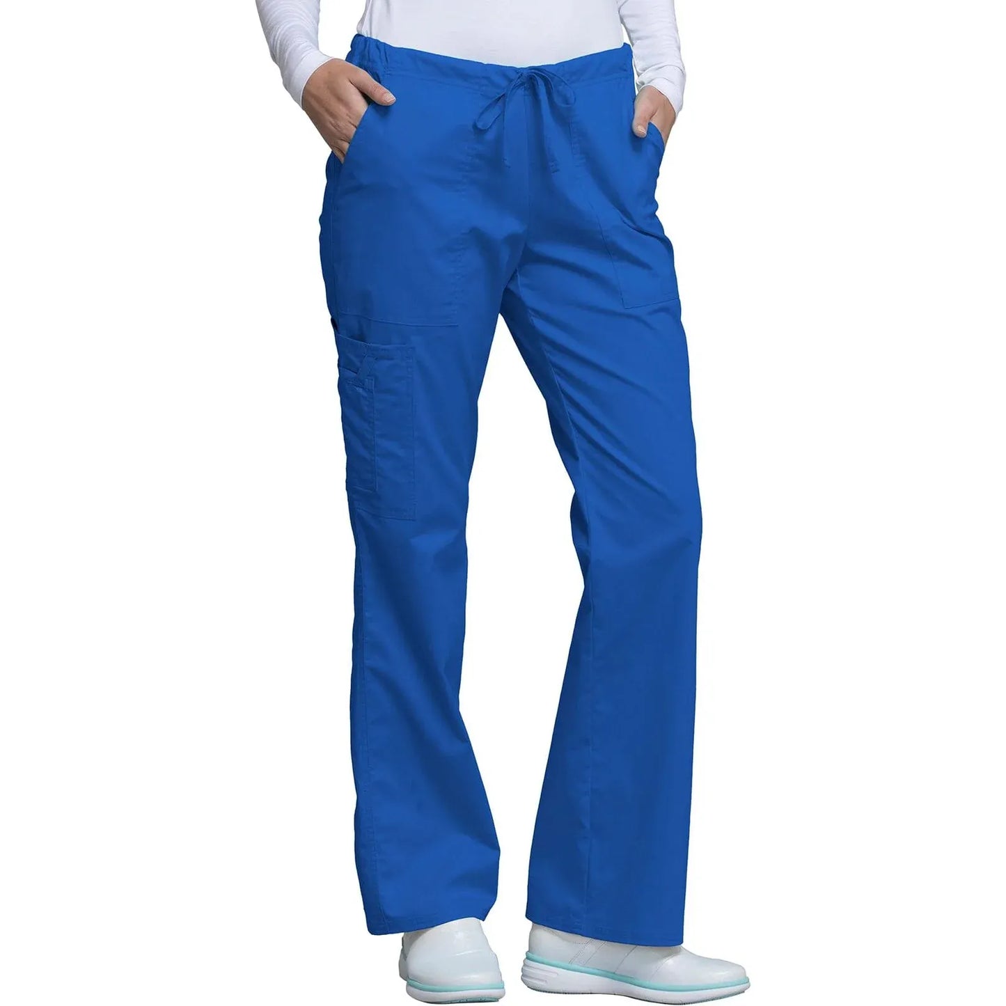 Cherokee Scrubs Pants Cherokee Workwear Core Stretch 4044 Scrubs Pants Womens Mid Rise Drawstring Cargo Royal
