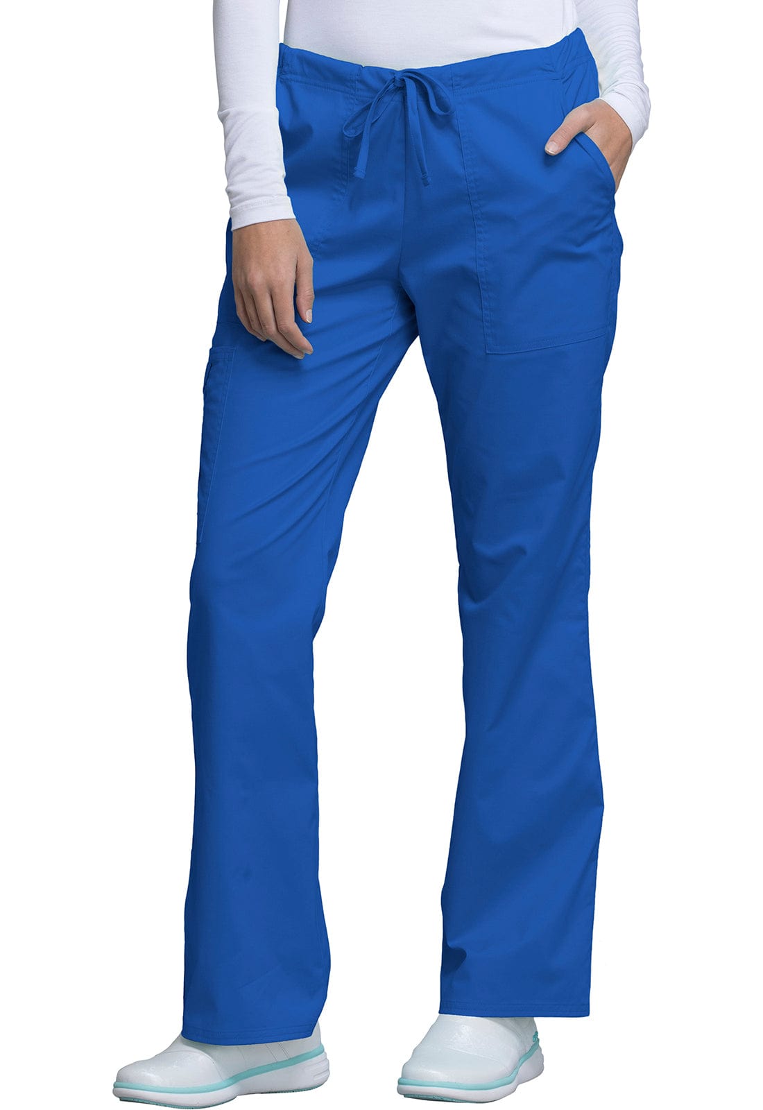 Cherokee Scrubs Pants XXS / Short Leg Cherokee Workwear Core Stretch 4044 Scrubs Pants Womens Mid Rise Drawstring Cargo Royal