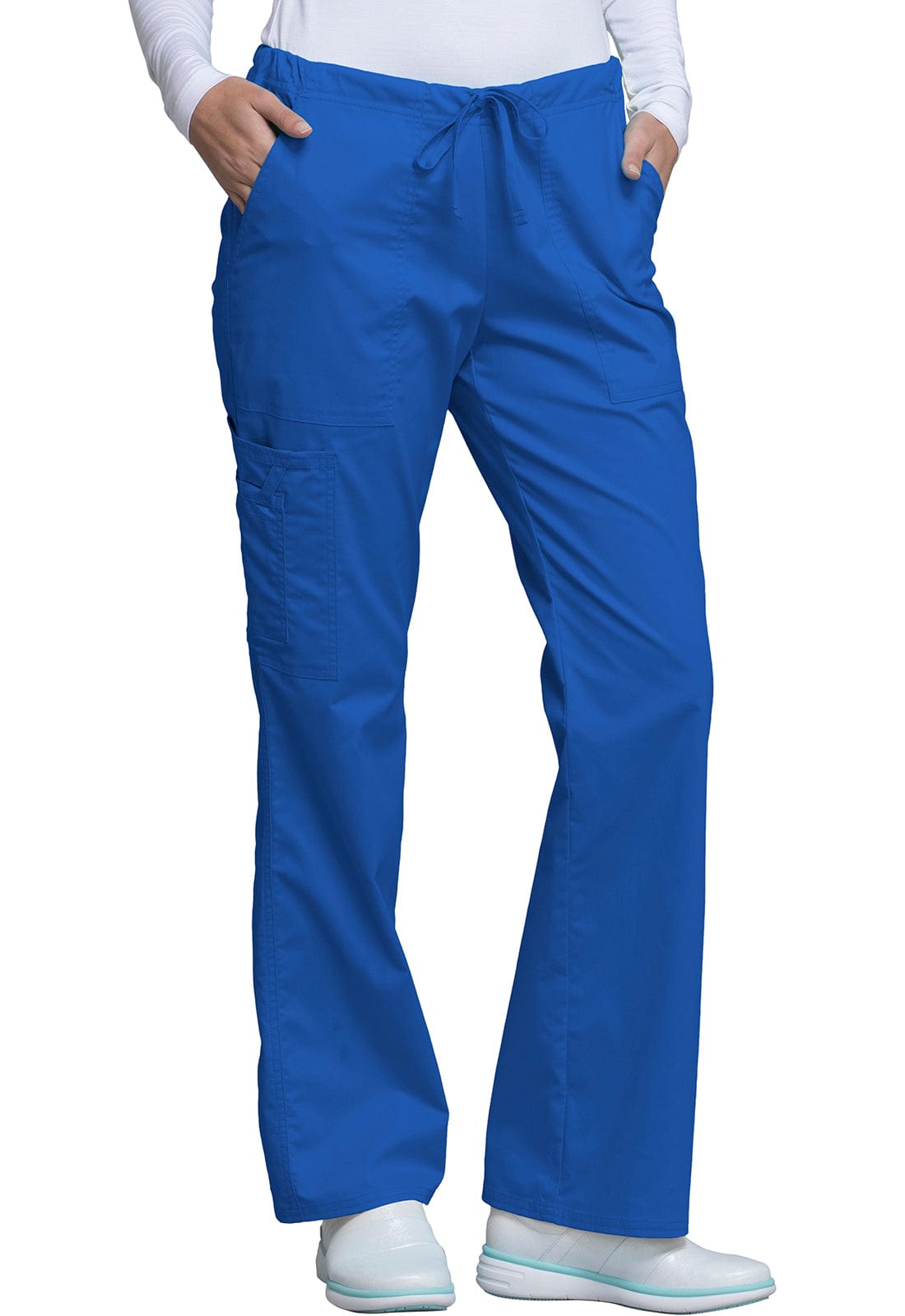 Cherokee Scrubs Pants Cherokee Workwear Core Stretch 4044 Scrubs Pants Womens Mid Rise Drawstring Cargo Royal