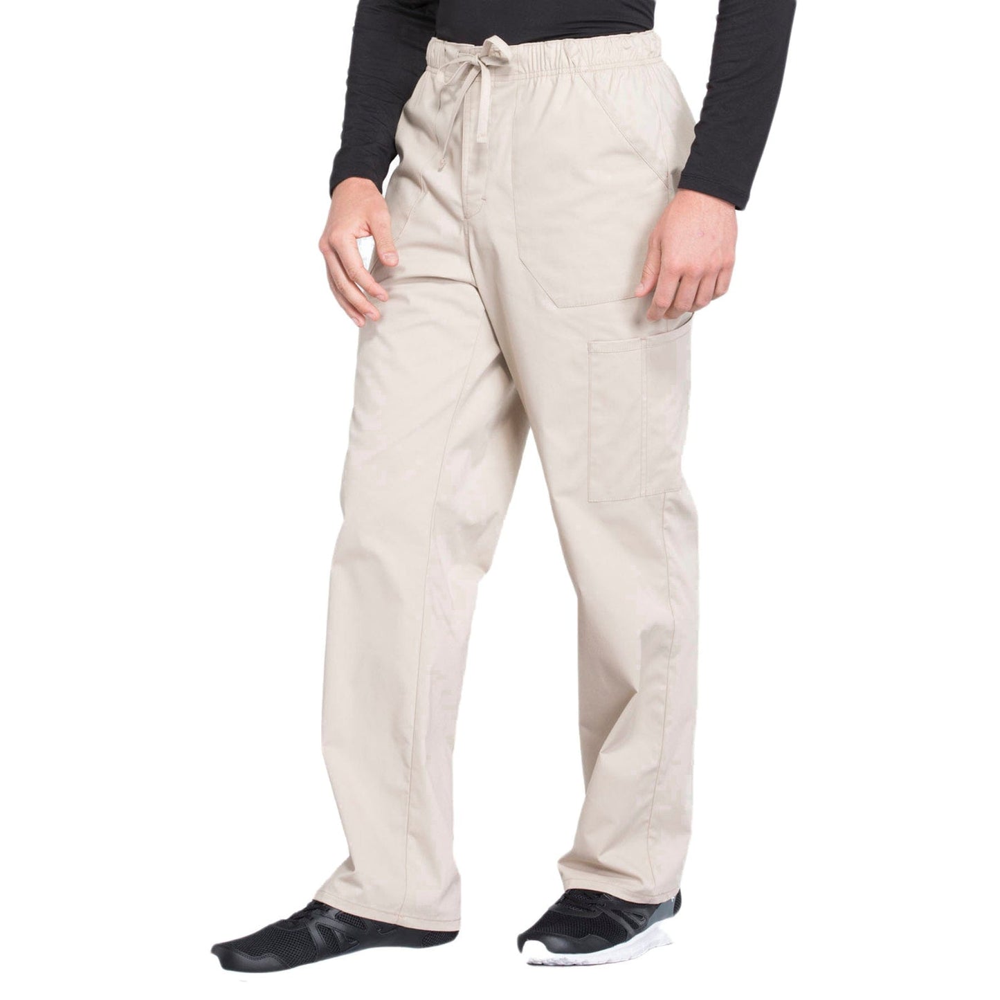 Cherokee Scrubs Pants 3XL / Regular Length Cherokee Workwear Professionals WW190 Scrubs Pants Mens Tapered Leg Drawstring Cargo Khaki