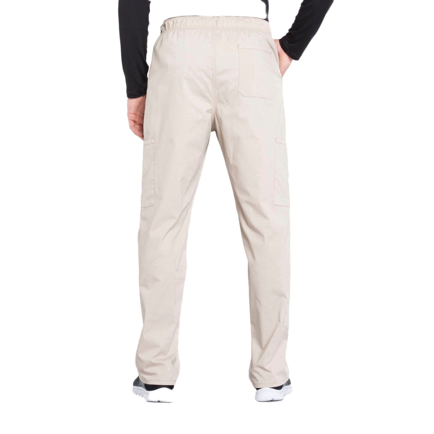 Cherokee Scrubs Pants Cherokee Workwear Professionals WW190 Scrubs Pants Mens Tapered Leg Drawstring Cargo Khaki