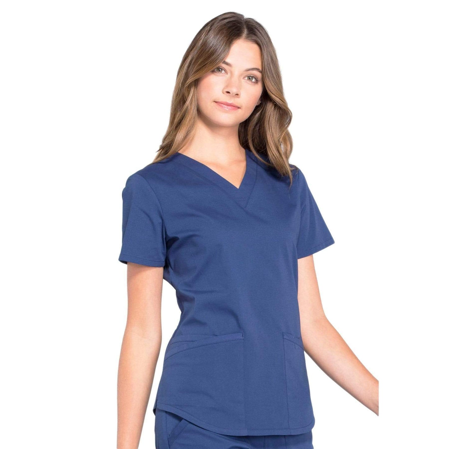 Cherokee Scrubs Top Cherokee Workwear Professionals WW665 Scrubs Top Women's V-Neck Navy