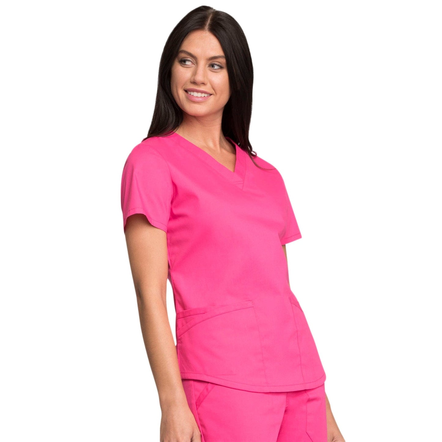 Cherokee Scrubs Top Cherokee Workwear Professionals WW665 Scrubs Top Womens V-Neck Electric Pink