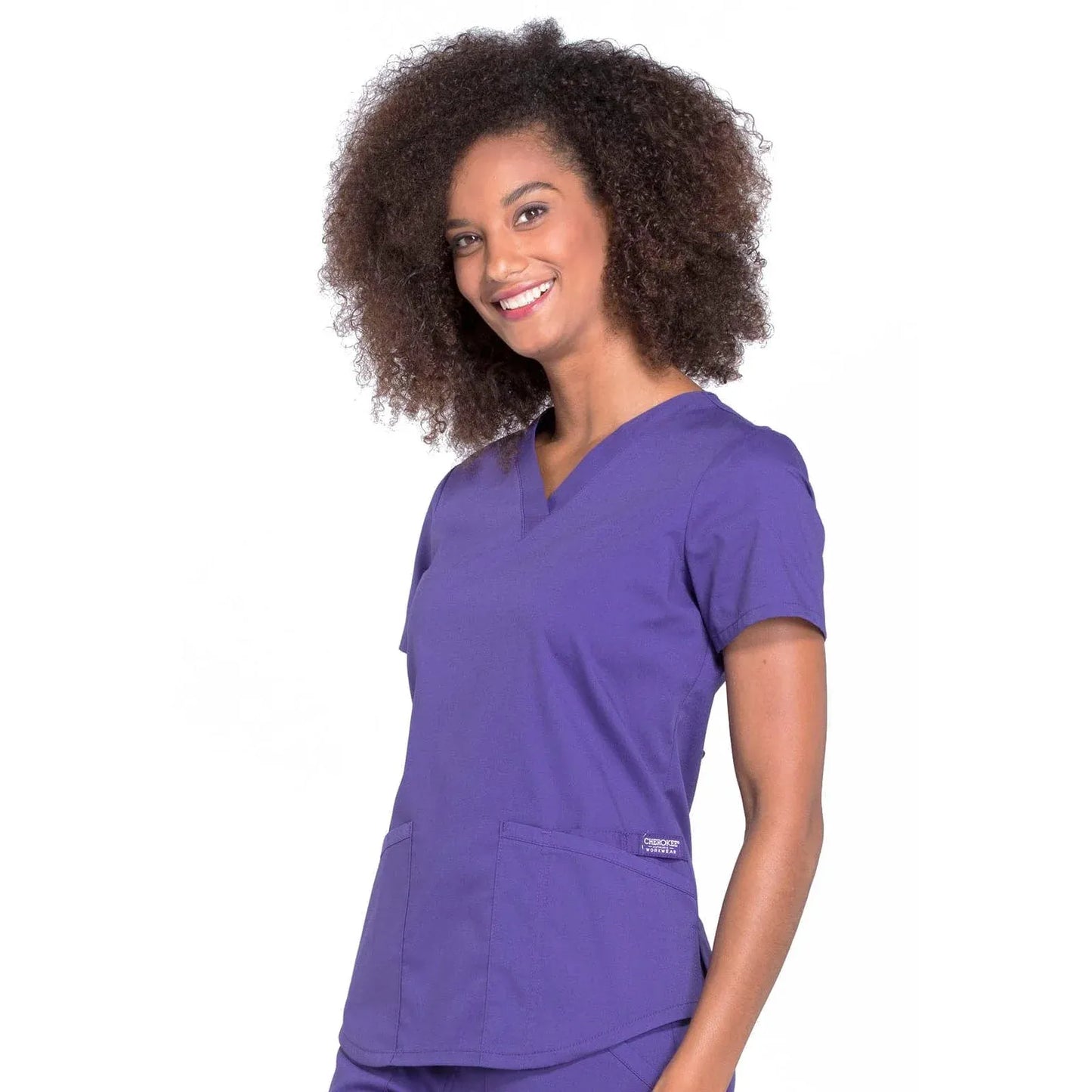 Cherokee Scrubs Top XS Cherokee Workwear Professionals WW665 Scrubs Top Womens V-Neck Grape