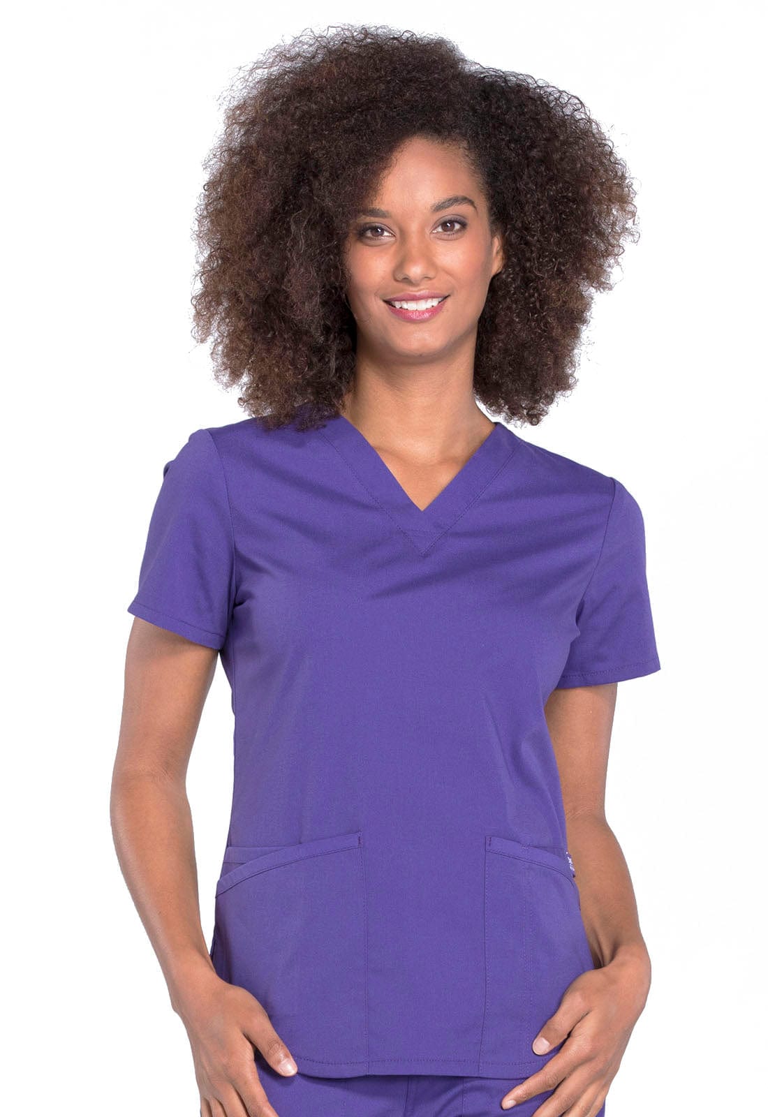 Cherokee Scrubs Top XS Cherokee Workwear Professionals WW665 Scrubs Top Womens V-Neck Grape