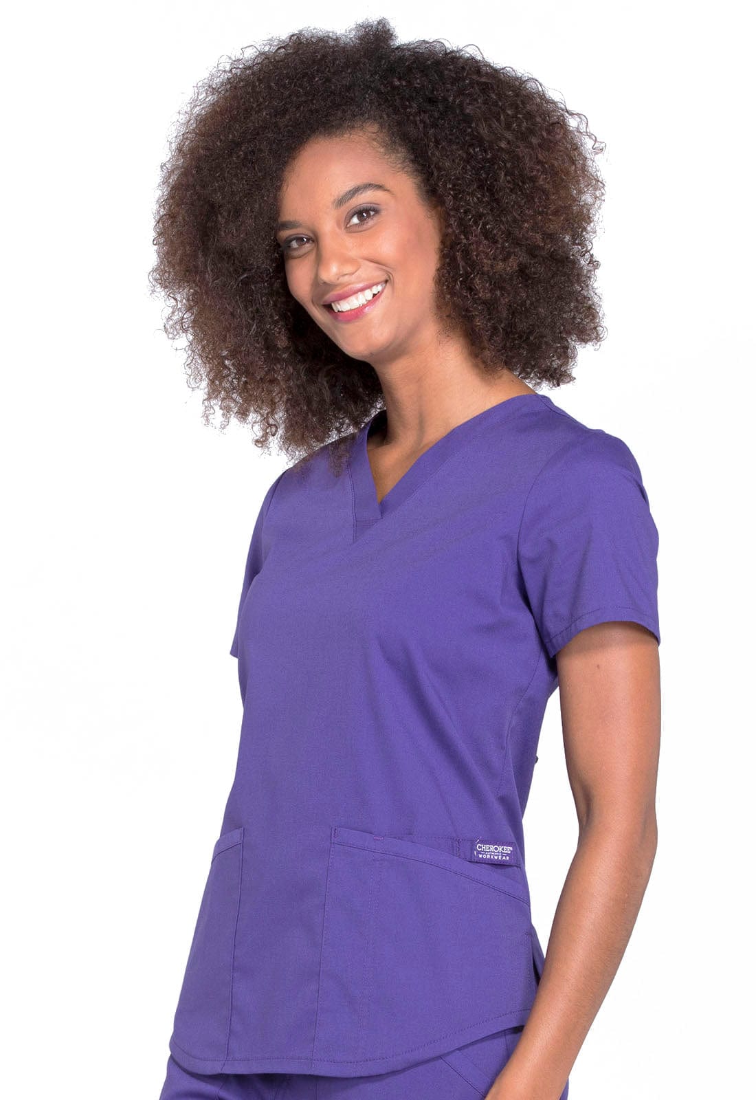 Cherokee Scrubs Top XS Cherokee Workwear Professionals WW665 Scrubs Top Womens V-Neck Grape
