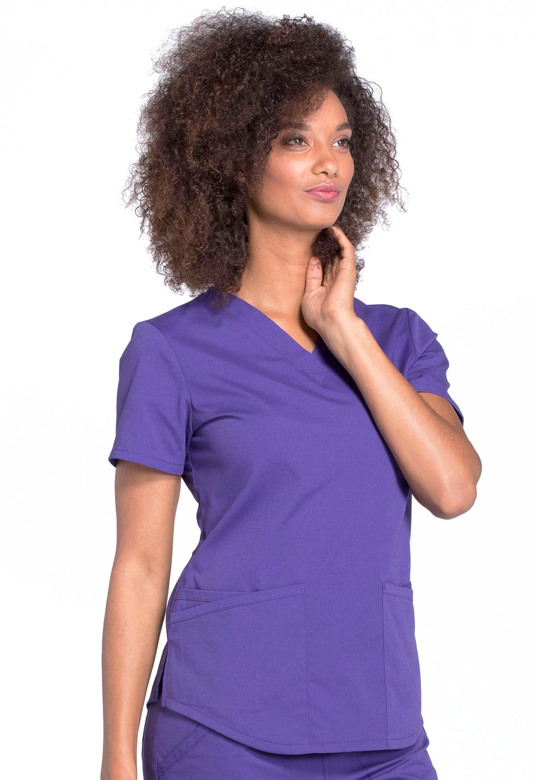 Cherokee Scrubs Top XS Cherokee Workwear Professionals WW665 Scrubs Top Womens V-Neck Grape