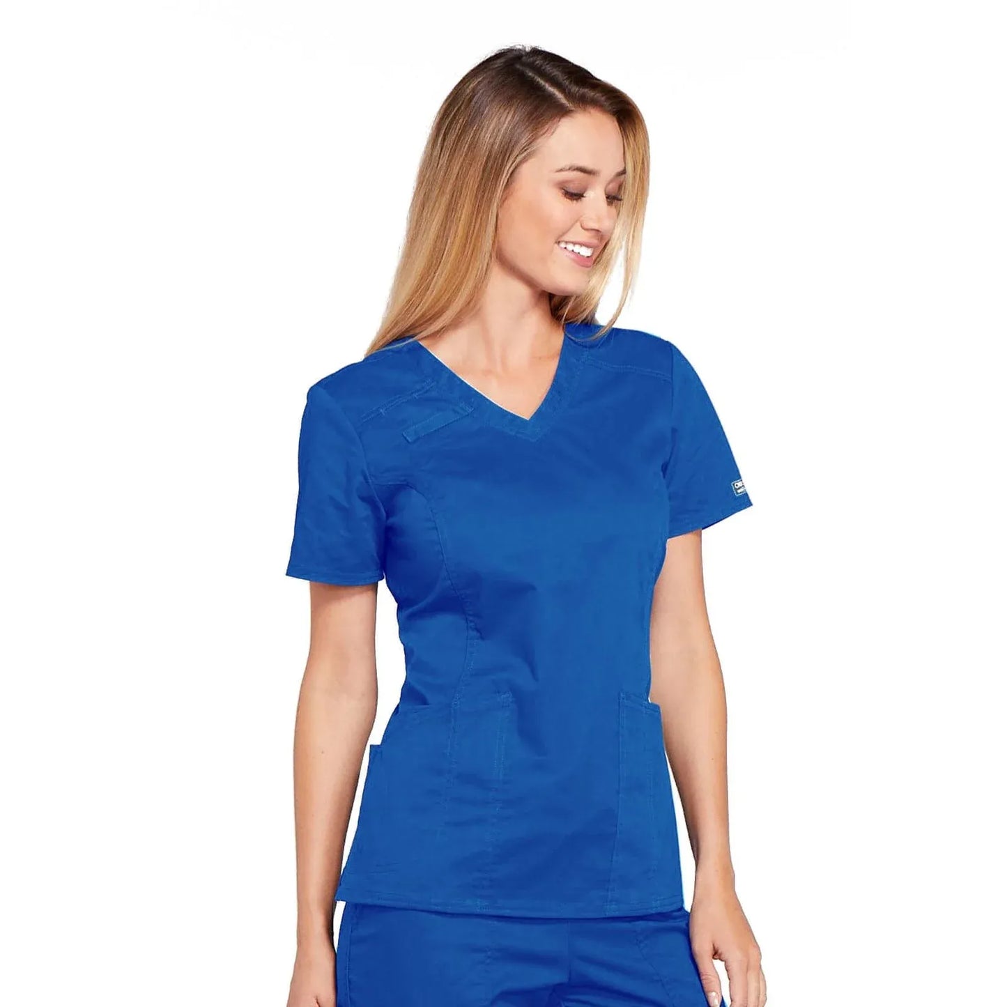 Cherokee Top Cherokee Workwear Top WW Core Stretch V-Neck Top Royal Blue
