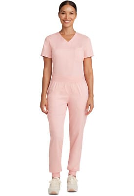 Cherokee Workwear WW620 V-Neck Scrubs Top with Patch Pockets Pink Essence