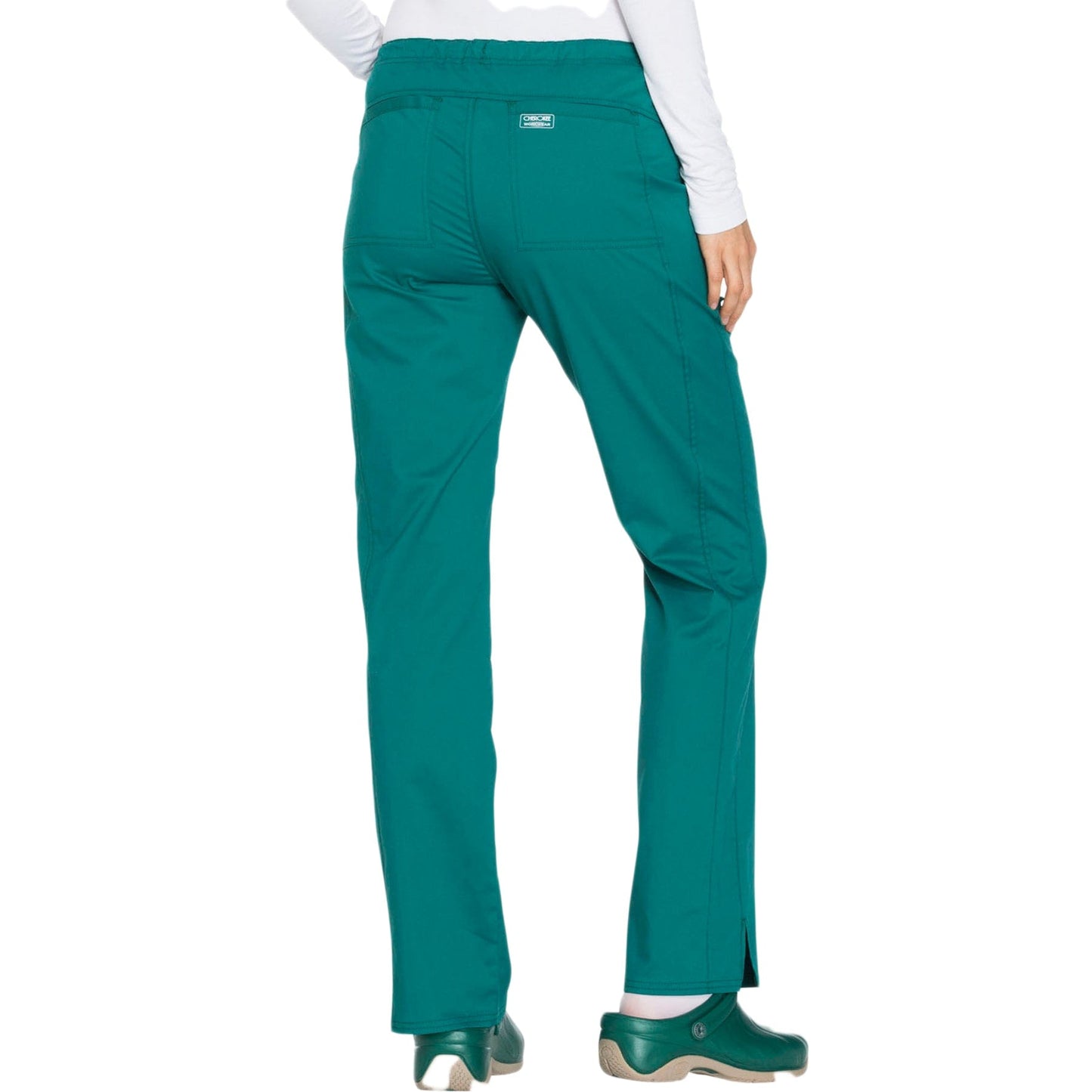 Cherokee Scrubs Pants Cherokee WW130 Mid Rise Straight Leg Drawstring Pant Hunter Green