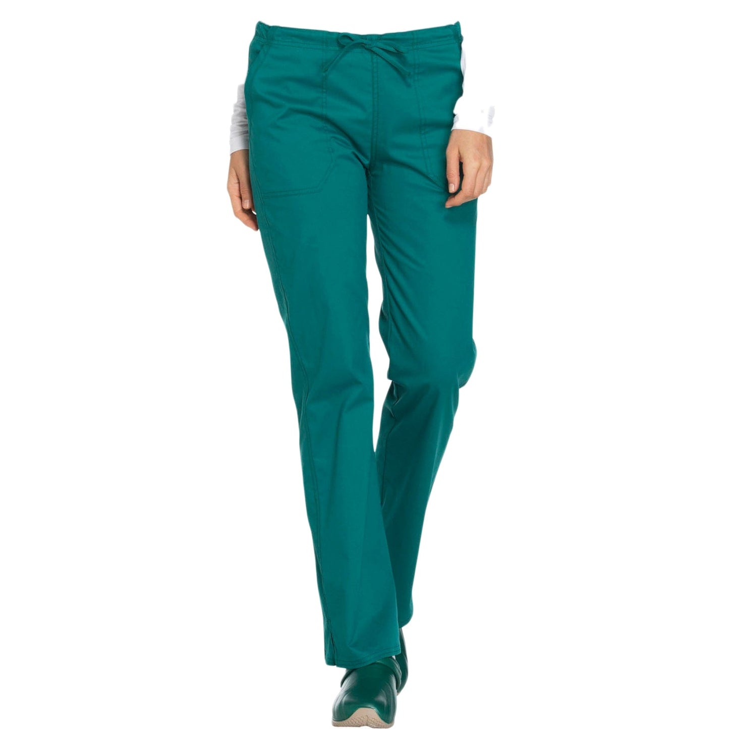 Cherokee Scrubs Pants Cherokee WW130 Mid Rise Straight Leg Drawstring Pant Hunter Green
